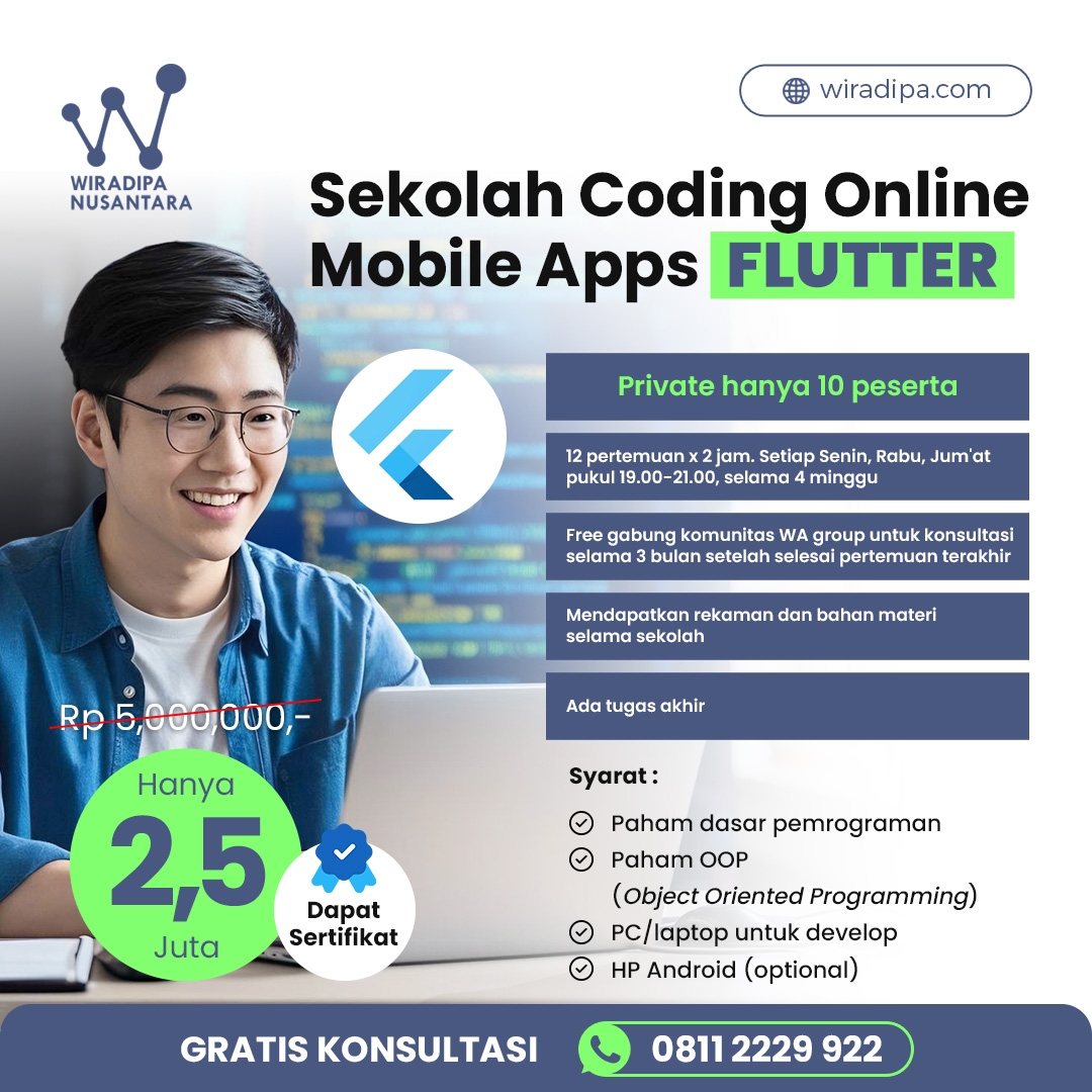 Flutter Coding School by Wiradipa – Learn to Build a Mobile App in Just 1 Month! images